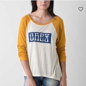 Buckle Obey Orange and White Baseball Tee